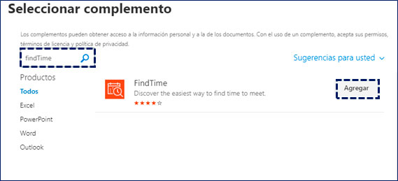 microsoft-365-findtime-seleccionar-complemento