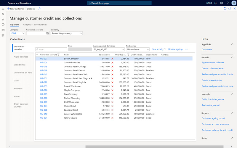 listas filtradas en Dynamics 365 Finance